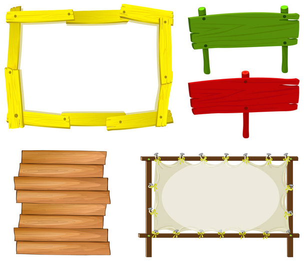 Набір ілюстрацій дерев'яних знаків
 - Вектор, зображення