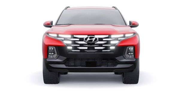 Francie Paříž 27. února2022. Hyundai Santa Cruz 2022. Ultra-moderní kompaktní městský pickup. 3D ilustrace. - Fotografie, Obrázek