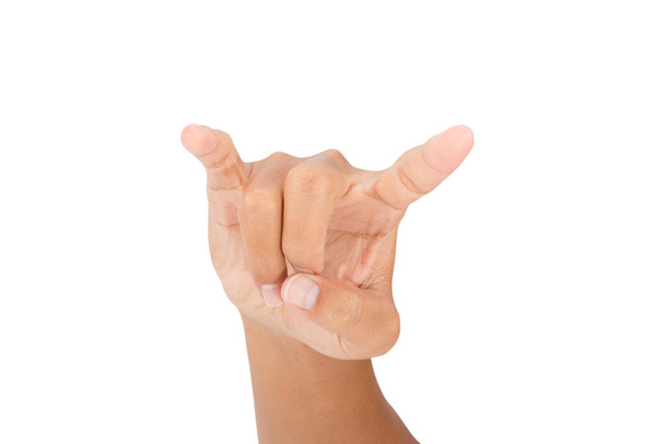 σύμβολο χέρι του βράχου που απομονώνονται σε λευκό φόντο - αποκόμματα μονοπάτια - Φωτογραφία, εικόνα