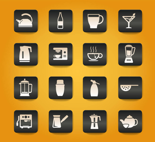 Ustensiles pour la préparation de boissons jeu d'icônes pour les sites Web et l'interface utilisateur - Vecteur, image