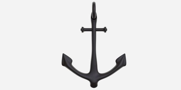 Sea anchor isolated on white. Black color metal boat equipment for safe anchorage, design element. 3d rende - Photo, Image