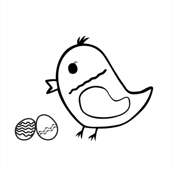 Schwarz-weiße Vektorillustration zum Thema Ostern für Icons für Aufkleber, Dekor, Icon, Färbung und Textilien.  - Vektor, Bild