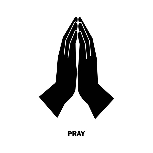 手の祈りとフラットアイコン。平和の象徴だ。信仰の概念。ベクトルイラスト。ストック画像. - ベクター画像