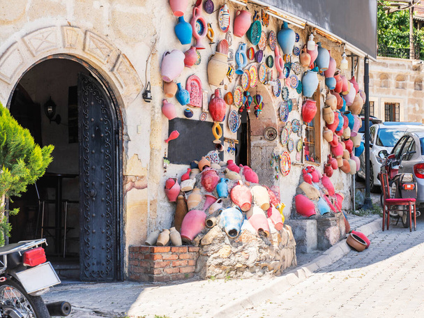 Clay pots and souvenir at Avanis market. Turkey. - Photo, Image