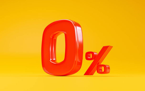 Red zero porcentagem ou 0 por cento para oferta especial de loja de departamento de compras e conceito de desconto por renderização 3d. - Foto, Imagem