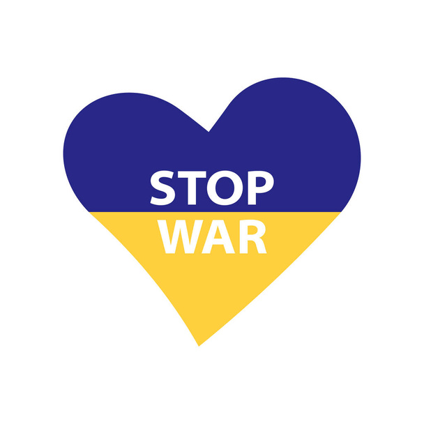 Parem a guerra na Ucrânia. Ícone cardíaco. Protesto internacional: Parem a guerra contra a Ucrânia. Ilustração vetorial. - Vetor, Imagem