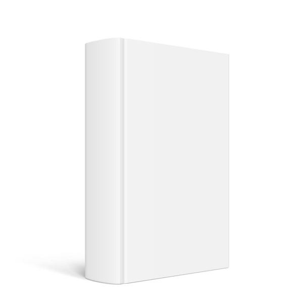 Vektor mock-up stojící knihy s bílou krytku, samostatný. Uzavřené vertikální vázaná kniha, katalog nebo časopis maketa na bílém pozadí. 3D obrázek. Slábnoucí perspektiva. - Vektor, obrázek