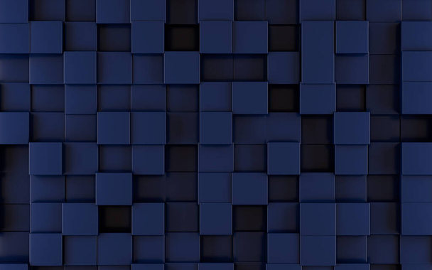 Cubos abstractos azules, representación 3d. Dibujo digital informático. - Foto, imagen