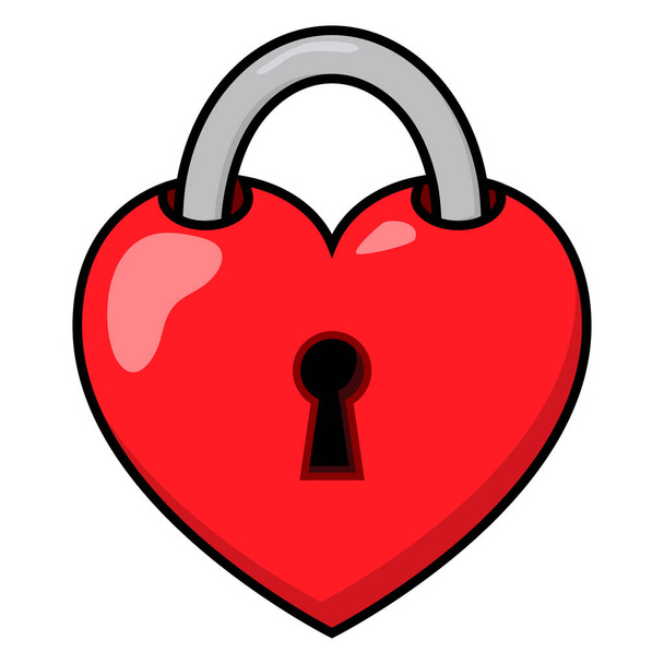 icône de verrouillage en forme de coeur. illustration vectorielle de dessin animé isolé sur fond blanc - Vecteur, image