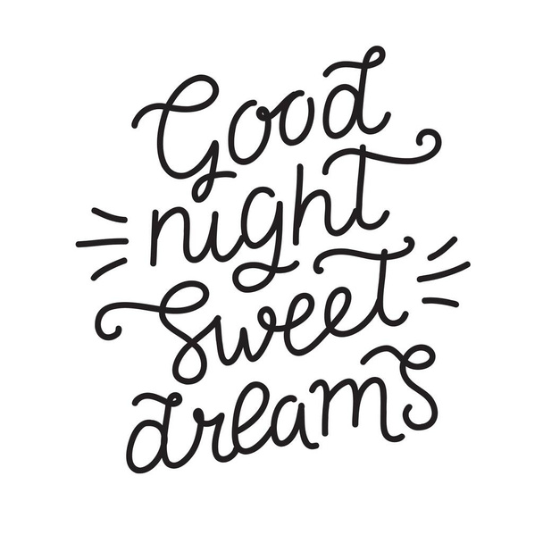 Good night sweet dreams, hand drawn calligraphy lettering. Vector illustration - Vecteur, image