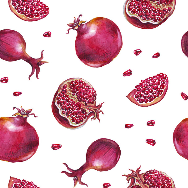 Pomegranate. Watercolor. Seamless pattern. Hand-painted - Photo, Image