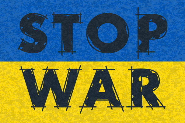 Vlag van Oekraïne. Bid voor Oekraïne, Concept Vector Illustratie. Stop oorlog en geen oorlog. Bid voor vrede en red Oekraïne - Vector, afbeelding