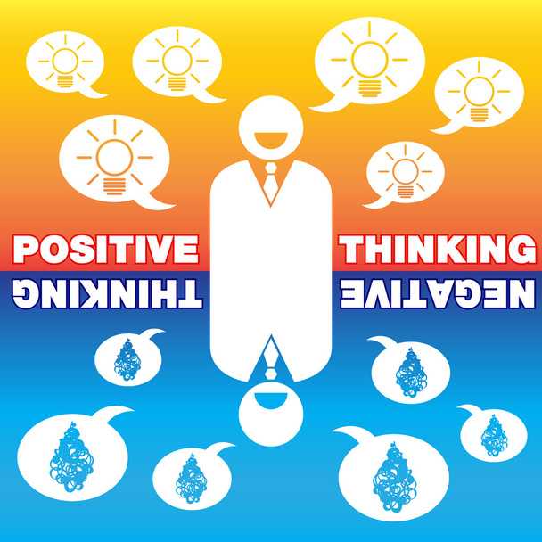 Businessman with positive thinking and Business with negative thinking - Vector, Image