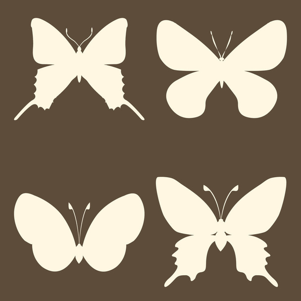 Sada obrysů siluet motýlů hmyzu - Vektor, obrázek