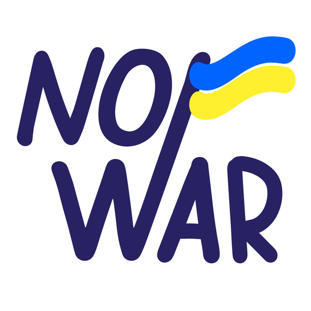 No War. Handwritten words and flag of Ukraine. Vector illustration. - Wektor, obraz