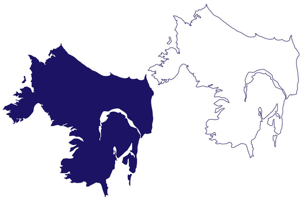 East Caicos eiland (Turks- en Caicoseilanden, Cenrtal Amerika, Caribische eilanden, British Overseas Territory) kaart vector illustratie, krabbel schets kaart - Vector, afbeelding