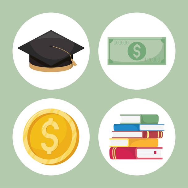 four loans for scholarships icons - Vector, Image