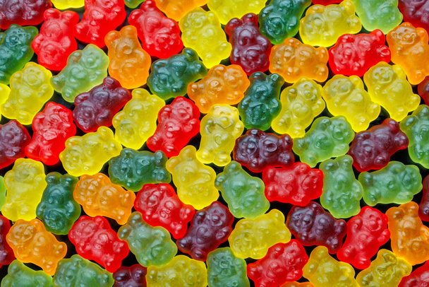 full-frame background and texture pattern of colorful jelly bears laid closely on flat surface - Фото, зображення