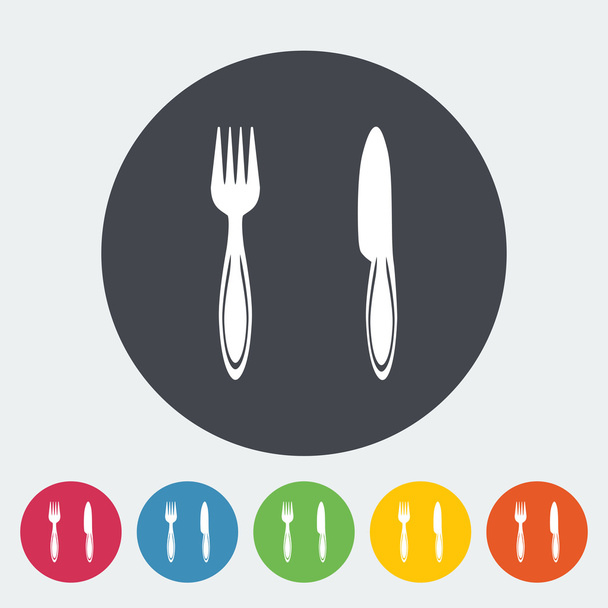 Cutlery single flat icon. - Vektor, Bild