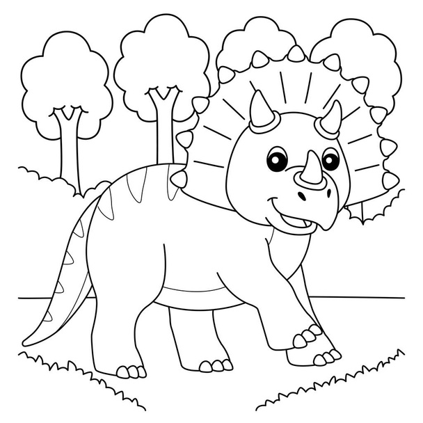 Triceratops Çocuklar için Renklendirme Sayfası - Vektör, Görsel