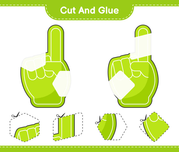 Cortar y pegar, cortar las partes del dedo de espuma y pegarlas. Juego educativo para niños, hoja de trabajo imprimible, ilustración vectorial - Vector, imagen