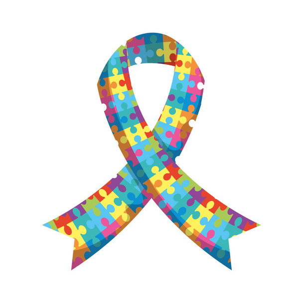 autism day puzzle ribbon - Vector, Image
