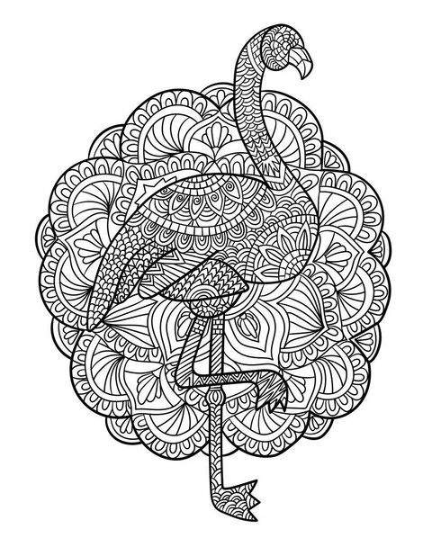 Flamingo Mandala omalovánky pro dospělé - Vektor, obrázek