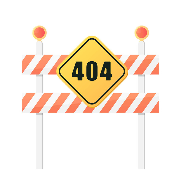 οδοφράγματα 404 δεν βρέθηκαν σημάδι εικονογράφηση φορέα κινουμένων σχεδίων απομονωμένο αντικείμενο - Διάνυσμα, εικόνα