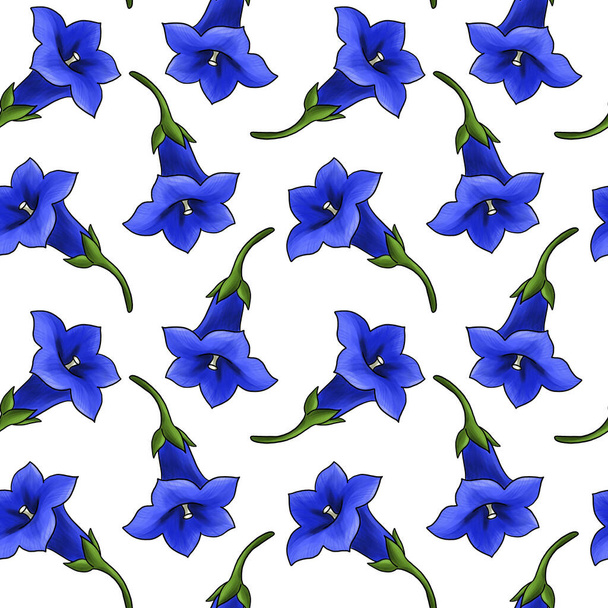 seamless pattern with gentian flower - Φωτογραφία, εικόνα