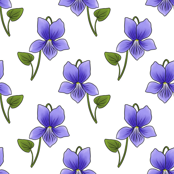 seamless pattern with flower of viola - Φωτογραφία, εικόνα