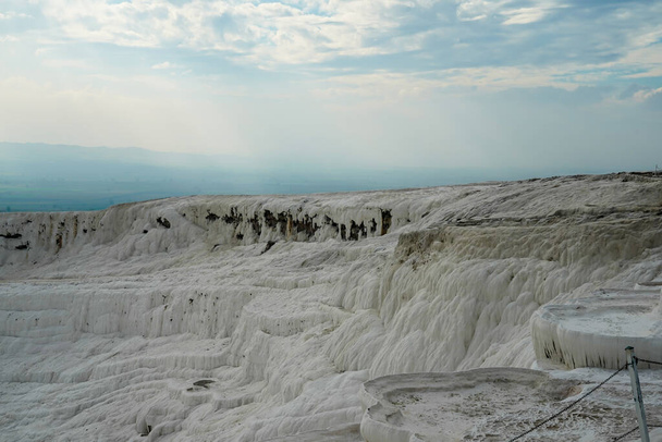 Pamukkale Travertine pools and terraces. Pamukkale is famous UNESCO world heritage site in Turkey - Zdjęcie, obraz