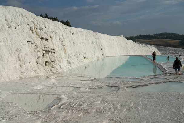 Pamukkale Travertine pools and terraces. Pamukkale is famous UNESCO world heritage site in Turkey - 写真・画像