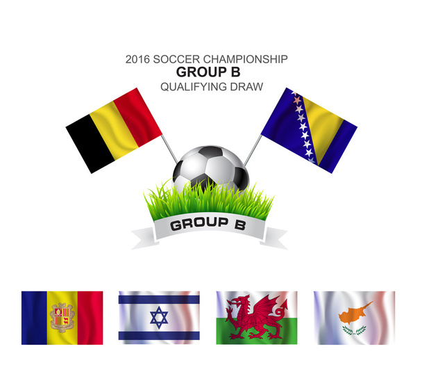 Auslosung der Qualifikationsgruppe B zur Fußball-Europameisterschaft 2016 - Vektor, Bild