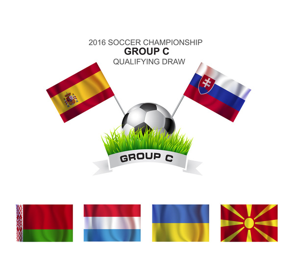 Auslosung der Qualifikationsgruppe C zur Fußball-Europameisterschaft 2016 - Vektor, Bild