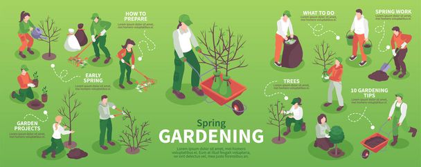 Primavera Jardinería Infografías
 - Vector, Imagen