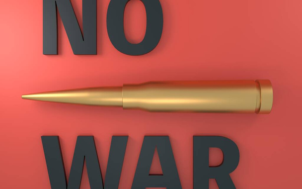 Anti-war, "No War" 3D letters and bullets, true overhead view, 3DCG - Photo, Image