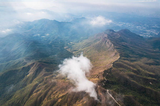 epikus légi kilátás Wong Leng, Pat Sin Leng, a hegyi és vidéki park helyen Tai Po, Hong Kong - Fotó, kép