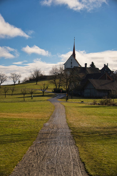 church in the countryside on nature background - 写真・画像