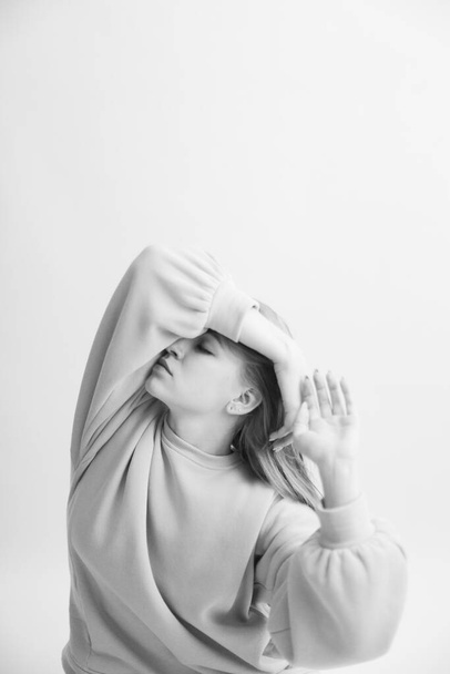 Sensual art portrait of a model on a white background - Foto, Imagem