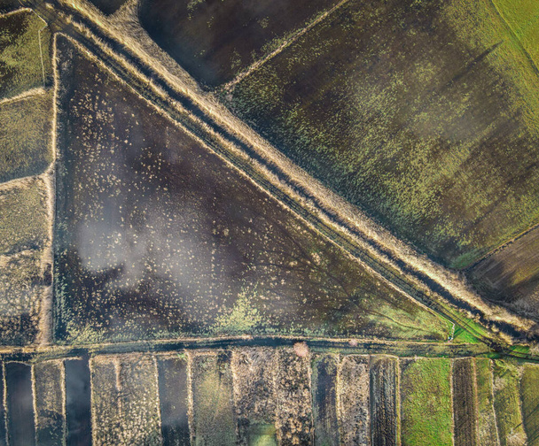 aerial view of the village, spring fields - Фото, зображення