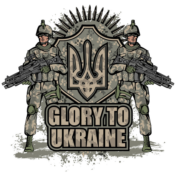 Sign of the Ukrainian army, grunge vintage design t shirts - Vector, Imagen
