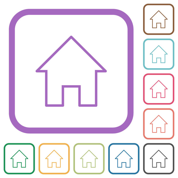 Home outline simple icons in color rounded square frames on white background - Vector, Image