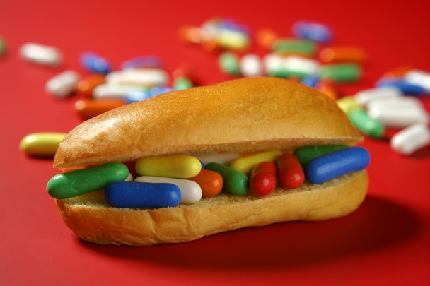 Sandwich made of colorful candy sweet - Fotoğraf, Görsel