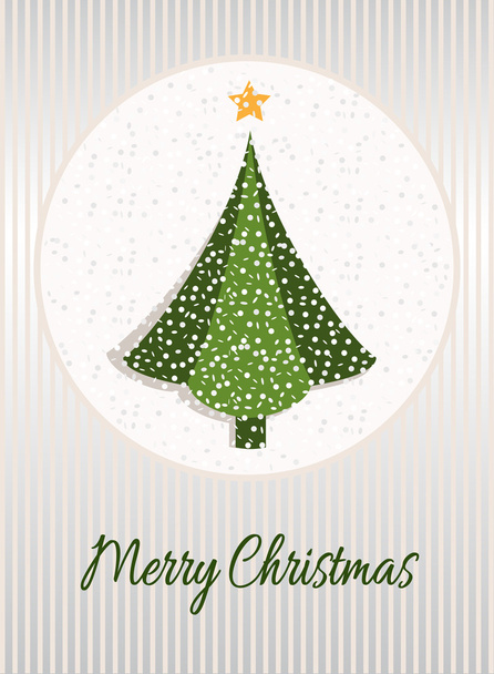 καλά Χριστούγεννα κάρτα γραφικών χριστουγεννιάτικο δέντρο με χιόνι - Διάνυσμα, εικόνα