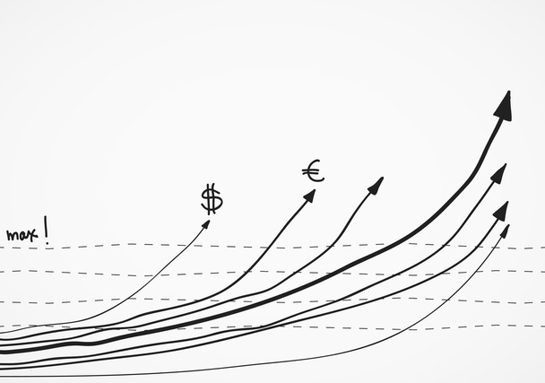 ビジネス スケッチ金融統計インフォ グラフィック落書き手描き型の対応 - ベクター画像