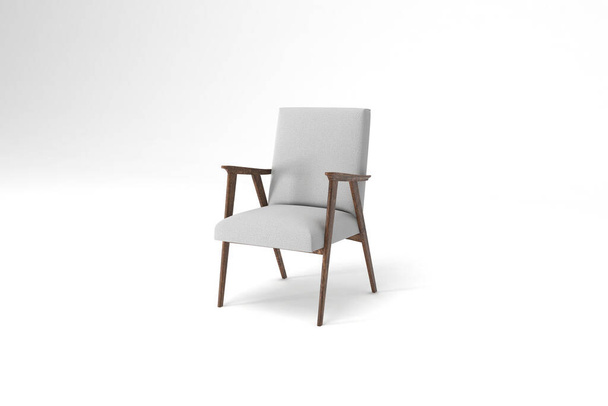 белый стул изолирован на светлом фоне. 3d иллюстрация - Фото, изображение