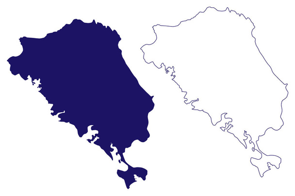 Colon island (Republika Panama, Bocas del Toro Archipelago, Cenrtal America, Karibské ostrovy) mapa vektorové ilustrace, mapa čmáranice - Vektor, obrázek