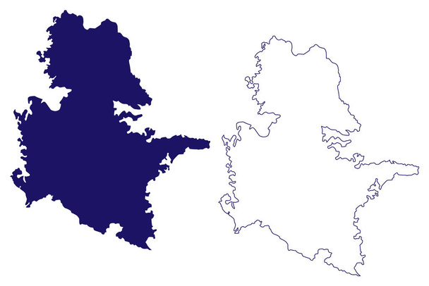 Popa sziget (Panamai Köztársaság, Bocas del Toro szigetcsoport, Cenrtal Amerika, Karib-szigetek) térkép vektor illusztráció, firka vázlat Popa térkép - Vektor, kép