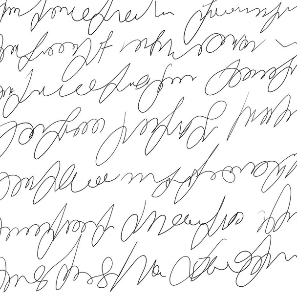 Βίντατζ γραφικό γράμμα. Χειρόγραφη scribble λέξεις, ρετρό δυσανάγνωστο κείμενο, Lorem επιστολή, αντίκες ψεύτικο χειρόγραφο, vintage Lorem ipsum μοτίβο κειμένου - Διάνυσμα, εικόνα