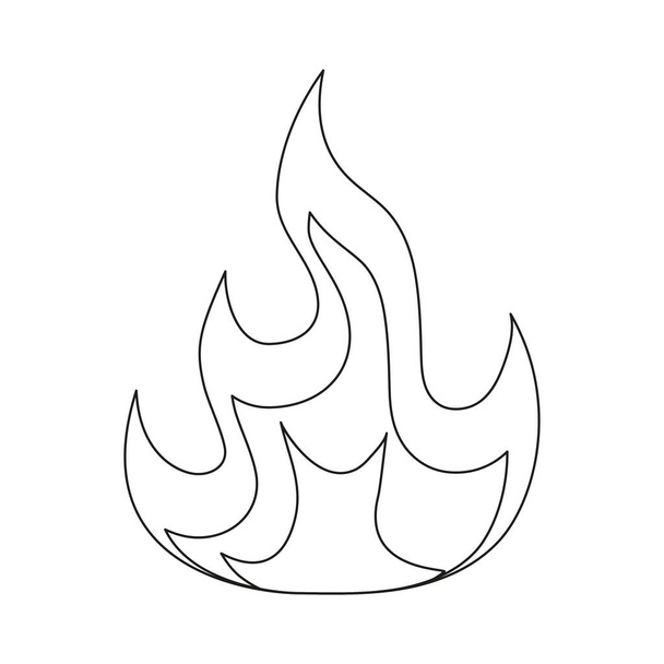 Simbolo della linea di fuoco. Fiamma di fuoco forma contorno. Segnale lineare di avvertimento. Vettore isolato su sfondo bianco. - Vettoriali, immagini